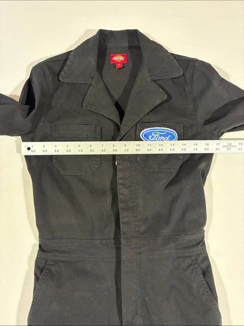 Dickies Black Long Sleeve Jumpsuit Coveralls with Ford Patch size Small Denim